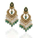 Natural Polki Diamond & Glass-Filled Emerald Chandbaalis