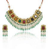 Sarvashakti Navratna Gold Chocker Necklace Set