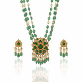 Lotus Bloom Diamond Polki Pendant Set