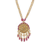 Syndicate Polki and Ruby Drop Gold Pendant