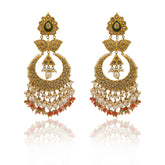Coral Bloom Polki Diamond Chandbali