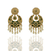 Grand Heritage Polki & Green Crescent Drops Chandbaali Earring