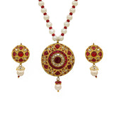 Ruby & Pearl Polki Diamond Pendant Set