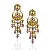 22kt Gold Syndicate Polki & Ruby Bead Chandbali Earrings
