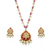 The Royal Lotus Polki Pendant Necklace Set