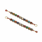 Traditional Gold Navratna Ponchi Bracelet Pair