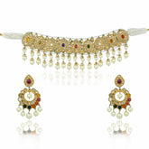 Padmamukhi Navratna Gold Chocker Necklace Set