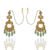 Polki & Emerald Chandbaali with Saahara Chains Earring