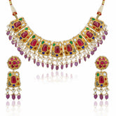 Vidya Lakshmi Navratna Gold Chocker Necklace Set