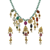 Vintage-Inspired Syndicate Polki & Natural Navratna Gemstone String Necklace