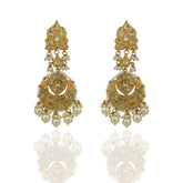 Heirloom Diamond and Pearl Crescent Chandbaali Earring