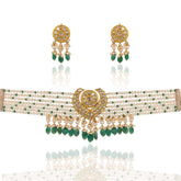 Heart Motif Polki Choker Set