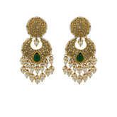 Gold Thappa Chandbali with Syndicate Polki, Pearl & Emerald