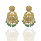 Regal Polki Diamond & Emerald Chandbaali Earring