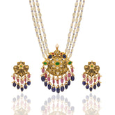 Polki Diamond & Multi-Colored Gemstone Pendant Set