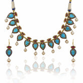Royal Turquoise Kundan Meena Necklace Set