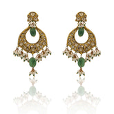 Partash Style Polki Diamond & Emerald Chandbalis