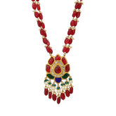 Lotus Polki and Ruby Pendant Necklace