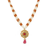 Polki and Ruby Floral Pendant Necklace