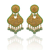 The Zamarud Carved Emerald Polki Chandbalis