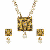 Partash Work Polki Diamond Pendant Set