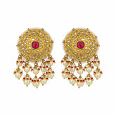 Gold Floral Polki Diamond Stud Tops Earring