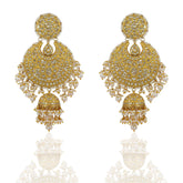 Gold Polki Crescent & Jhumka Earrings