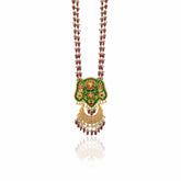 Radha Roop Green Enamel Polki Diamond Pendant