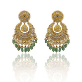Kundan Style, Emerald Drop Statement Earrings