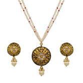 Intricate Partash & Polki Diamond Pendant Set