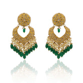 Jahanara Pearl & Green Accent Polki Chandbalis