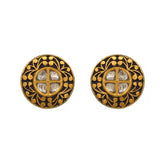 Polki Diamond and Chitai Work Stud Earrings