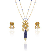 Tanzanite Tassel Polki & Pearl Stringed Pendant Set