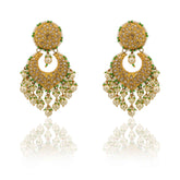 Jahanara Pearl & Green Bead Polki Chandbalis