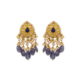 Polki and Tanzanite Kundan Earrings