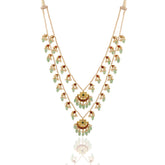 Multi-Strand Pearl Mala with Polki Accents and Gemstone Necklace