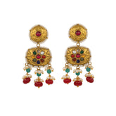 Traditional Blissing Nine Gemstone and Ruby Earrings