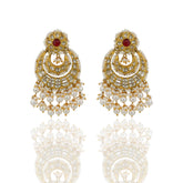 Gold Thappa Ruby-Accent Polki Earrings