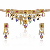 Padmasundari Designer Gold Polki Chocker Necklace Set
