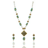 Radhika Mohini Carving Stone Gold Pendant Set