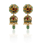 Mayura Multi-Stone & Emerald Jhumki