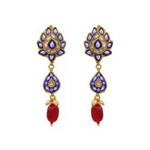 Blue Enamel and Polki Diamond Drop Earring