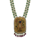 Antique Gold Shreenathji Pendant Necklace with Natural Polki Diamonds