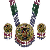 Shreenath Ji Polki Pendant Set in Multi-Gemstone