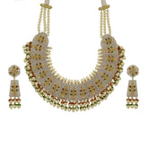 Handcrafted Stone Carving Necklace Set with Natural Syndicate Polki