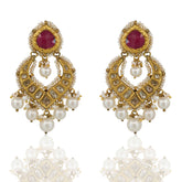 Gold Thappa Statement Ruby-Top Polki Chandbaali