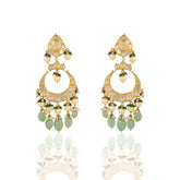Gold Jadau Polki Crescent Earrings