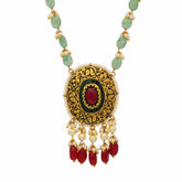 Partash Work Ruby & Pearl Necklace