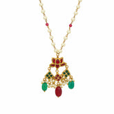 Lotus-Inspired Ruby and Emerald Necklace
