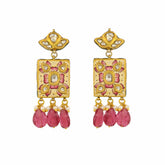 Meenakari and Polki Diamond Drop Earring